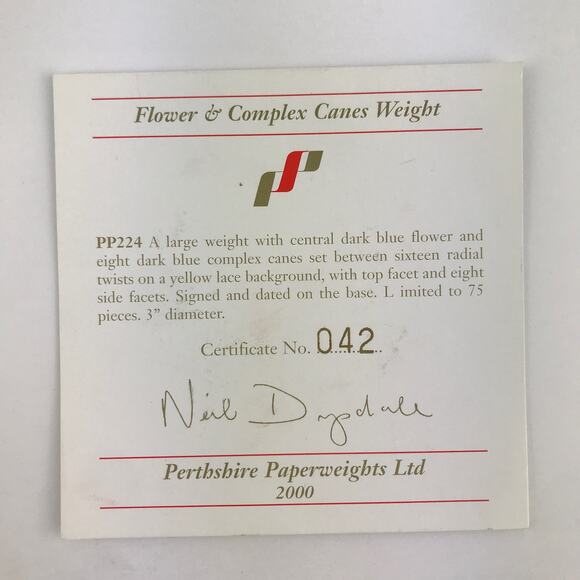 Perthshire PP224 2000 Flower & Complex Canes Yellow Lace Twist Paperweight Cert - Picture 11 of 15